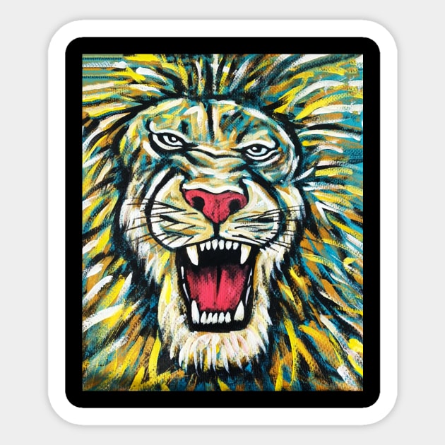 African Lion, Anima African Art Sticker by logiamerch